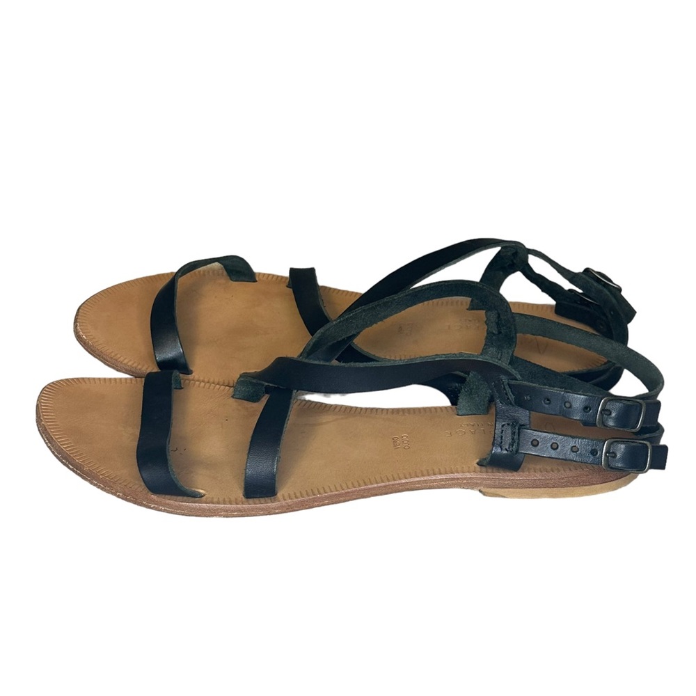 JOIE BLACK LEATHER STRAP SANDALS